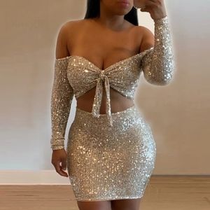 Bodycon sequined two piece set
